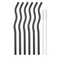 Axyaa Stainless Steel Rainbow Wave Straws Set with Cleaning Brush
