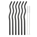 Axyaa Stainless Steel Rainbow Wave Straws Set with Cleaning Brush