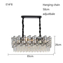 Axyaa Oval Crystal Chandelier LED Lighting in Gold and Black for Luxe Living Room Decor