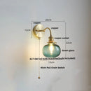 Axyaa Green Class Ball LED Wall Light Fixture with Copper Socket Switch