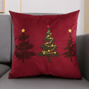 Axyaa Christmas Tree Deer Embroidery Cushion Cover 45x45cm Soft Velvet Square Pillow