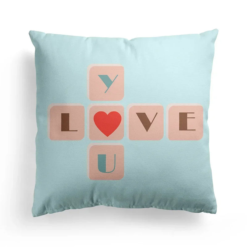 Axyaa Romantic Couple Pillowcases | Soft Cartoon Pattern Sofa Pillow Covers