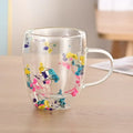 Axyaa Double Wall Glass Cup with Handle, 300ml, Ins Style, Heat Resistant