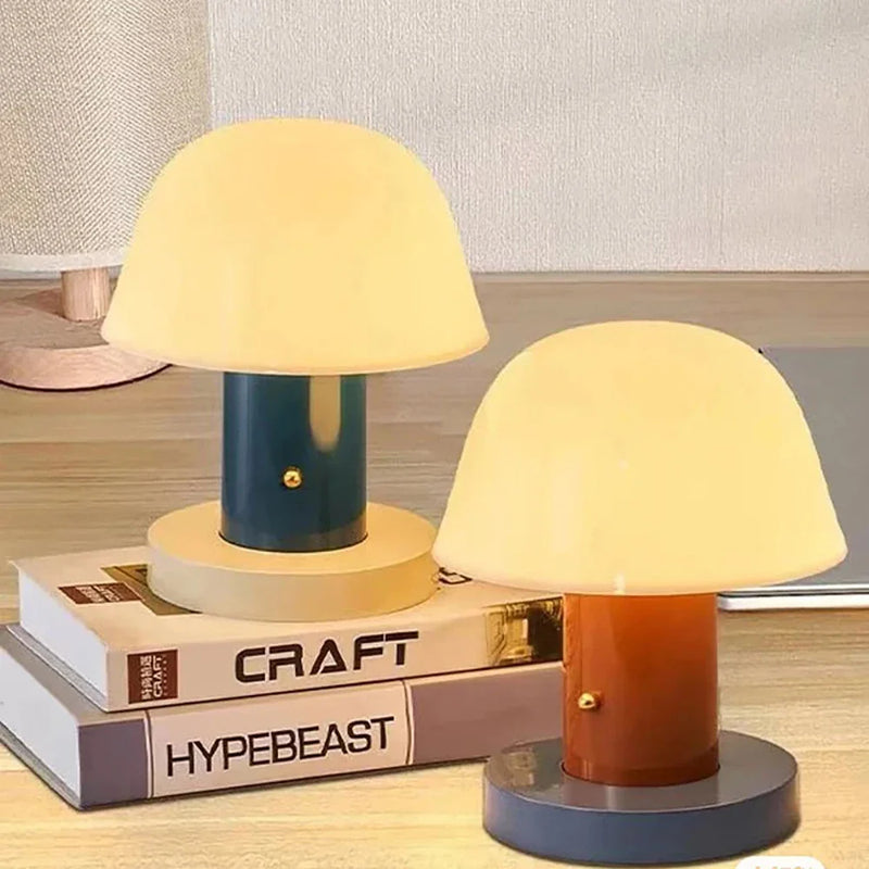 Axyaa USB Charging LED Mushroom Table Lamp Touch Switch Bedside Decor Light