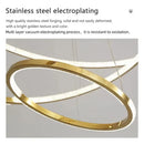 Axyaa Stainless Steel LED Pendant Light with Remote Control Dimming - Modern Circular Design