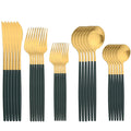 Axyaa 30-Piece Gold Stainless Steel Cutlery Set - Matte Flatware Silverware Kit