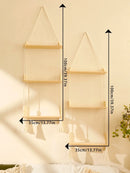 Axyaa 3-Tier Macrame Floating Shelves with Beads, Boho Home Decor Storage Rack