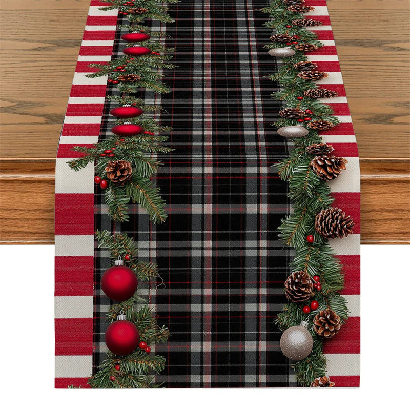 Axyaa Christmas Holly Pine Cone Table Runner