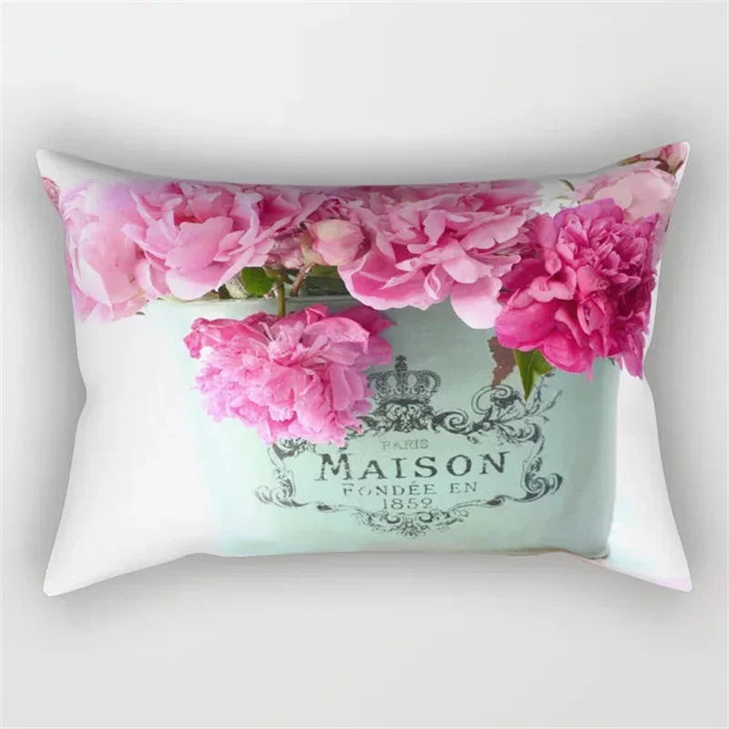 Pink Flower Polyester Pillowcase - Romantic Girl Room Aesthetic Decor