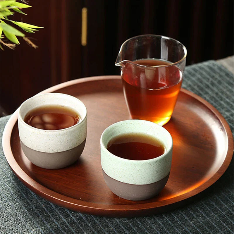 Axyaa Retro Rough Pottery Teacups Set, Handmade Ceramic Coffee Mug, Kung Fu Tea Cup