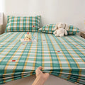 Axyaa Coarse Cotton Printed Fitted Sheet - Non-Slip Dust Cover Protector