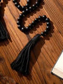 Wooden Beads Macrame Wall Hanging Decor by Axyaa - Rustic Room Boho Aesthetic