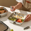 Axyaa Stainless Steel Divided Lunch Box with Compartments