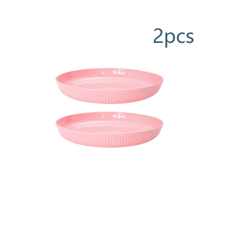Pink Striped Home Plate Set with Axyaa Brand - Reusable Tableware for Fruit, Dessert, and Snacks