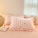 Axyaa Pink Tulip Duvet Set with Flat Sheet & Pillowcase Washed Cotton Queen Twin Full