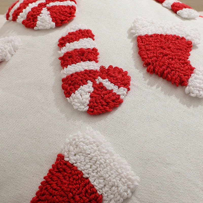 Axyaa Christmas Red Hat Sofa Pillow Cover Set for Living Room Party, 1pc 30x50cm 45x45cm