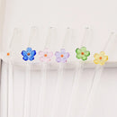 Axyaa Flower Glass Straw Set - 6pcs for Juice Smoothies Milk Party Bar