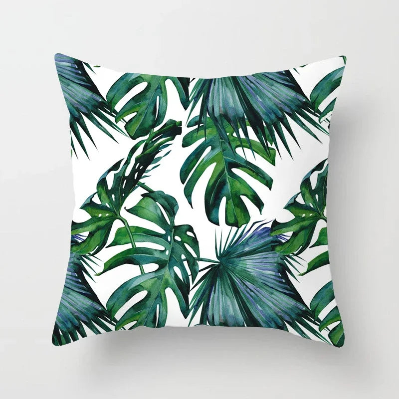 Axyaa Tropical Leaf Cactus Monstera Cushion Cover 45*45cm - Decorative Pillowcase