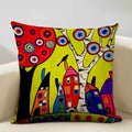 Axyaa Scenic Illustration Cushion Cover 45x45cm for Home Art Decoration