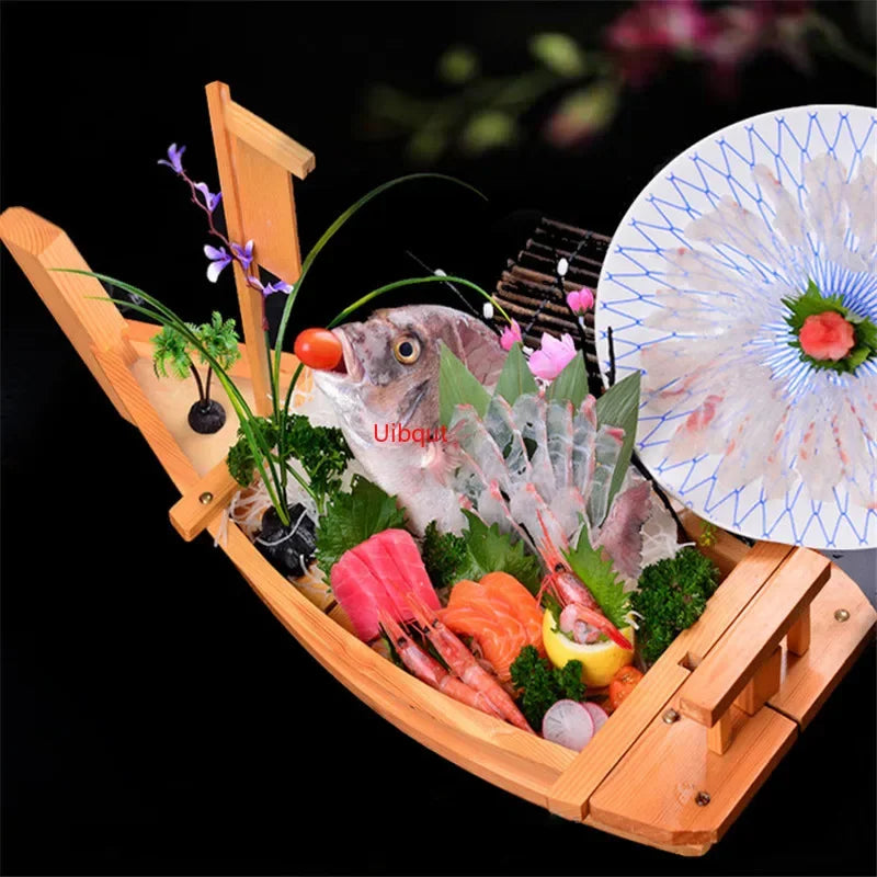 Axya 90cm Wooden Sushi Boat Tray for Seafood & Sashimi Assorted Cold Dish
