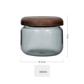 Axyaa 300ml Grey Glass Storage Jar with Acacia Walnut Lid for Dry Food and Snacks