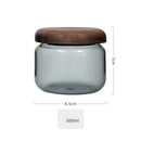 Axyaa 300ml Grey Glass Storage Jar with Acacia Walnut Lid for Dry Food and Snacks
