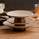 Axyaa Ceramic Fruit Plate with Wooden Storage Tray for Home Decor