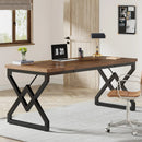 Axyaa Industrial Executive Desk, 63in Large w/ Thick Tabletop, Heavy-Duty Metal Frame