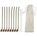 Axyaa Stainless Steel Reusable Colorful Straw Spoon for Cocktails and Coffee