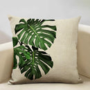 Axyaa Leaf Cushion Cover: Soft Linen Pillowcase 45x45cm