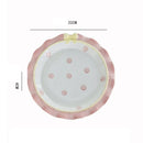 Axya Pink Ceramic Dinner Plate with Bow Knot, High Temp Resistant, Deep Dish