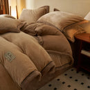Axyaa King Velvet Flannel Bedding Set with Fleece Sheet & Pillowcase