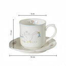 Axyaa Swan Floral Ceramic Mug Set Korean Style Breakfast Drinkware