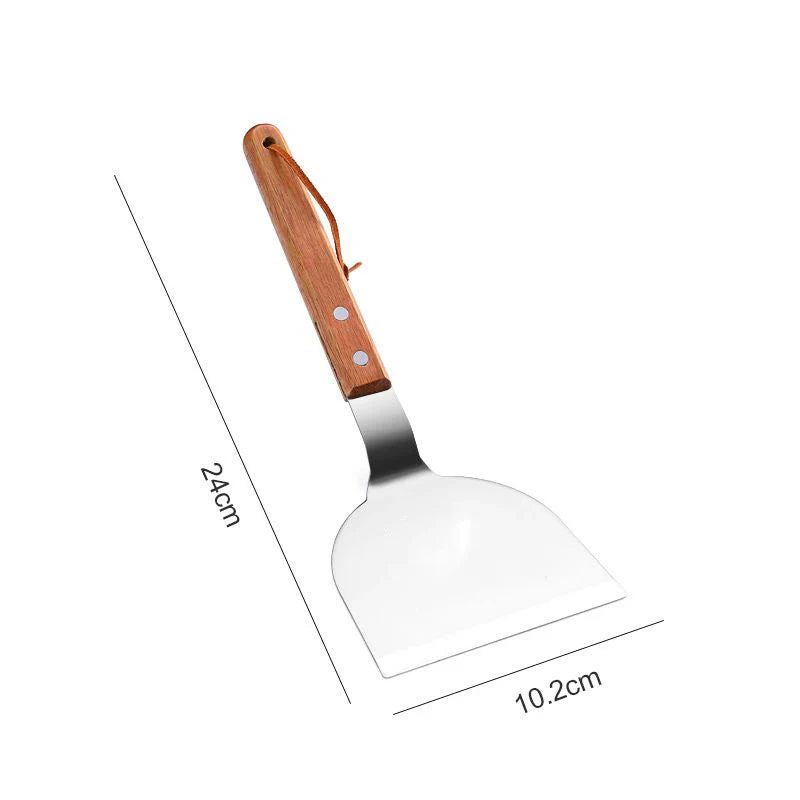 Axyaa Stainless Steel Wooden Handle Cooking Spatula Steak Pancake Frying Shovel
