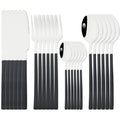 Axyaa 24-Piece Black Stainless Steel Cutlery Set Flatware Tableware Silverware Kit