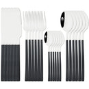 Axyaa 24-Piece Black Stainless Steel Cutlery Set Flatware Tableware Silverware Kit