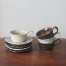 Axyaa Kiln Ceramics Latte Cups Set - Italian Style Coffee Mugs & Saucers