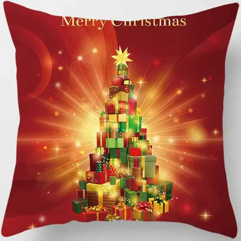 Christmas Elk Print Pillowcase 45x45cm for Sofa, Car, Bedroom, Living Room by Axyaa
