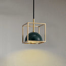 Axyaa Vintage Green Gold Cage LED Pendant Lamps for Bedroom and Living Room