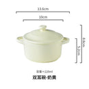 Ceramic 220ml Double Ear Bowl with Cover, Microwave & Oven Safe - Axyaa Brand