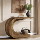 Axyaa Mid-Century Modern C-Shaped Console Table, 43.3" Wood Entryway Accent Table