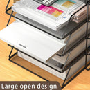 Axyaa Stackable Tray Organizer Set for Desk with Paper, Letter, Accessories - Black