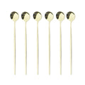 Axyaa Stainless Steel Long Spoon Set for Dessert Coffee Tea Stirring