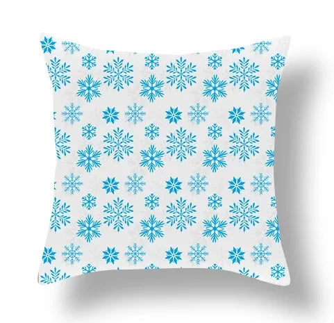 Axyaa Blue Ornament Pillowcase: Festive Home Decor Cushion Cover for Christmas & New Year
