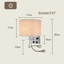 Axyaa Wood Iron LED Wall Lamp with Linen Lampshade for Bedroom and Aisle Lighting