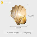 Brass Bedside Sconce with Glass Shell Lamp for Bedroom & Living Room décor - Axyaa