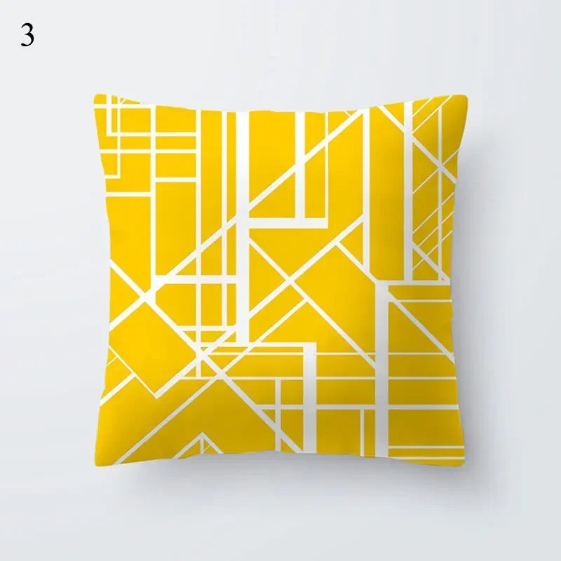 Axyaa Yellow Geometric Print Cushion Pillowcase - 45x45cm