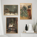 Winter Trees Canvas Print Nordic Wall Art Vintage Landscape Poster by Axyaa.