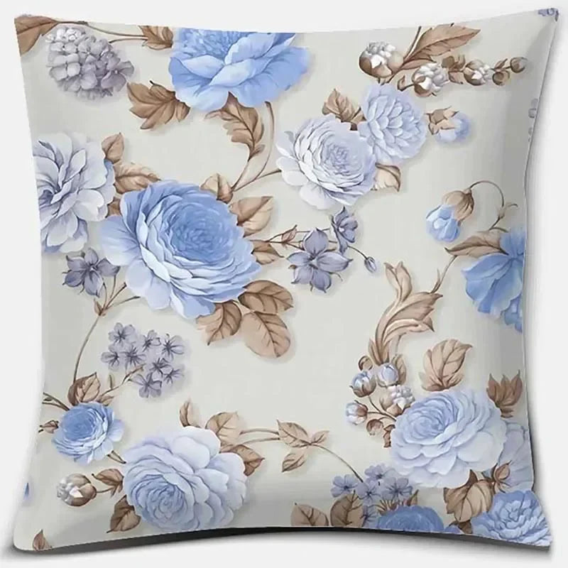 Pink Flower Pattern Cushion Cover by Axyaa - 45x45cm Decorative Pillowcase