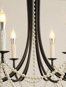 Axyaa French Crystal Chandelier, Retro Pearl Living Room Light